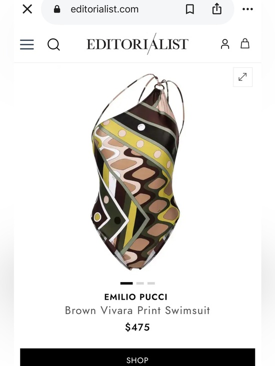 Other - PUCCI one piece swimsuit Stylish Brown and Green Geometric Scarf like new